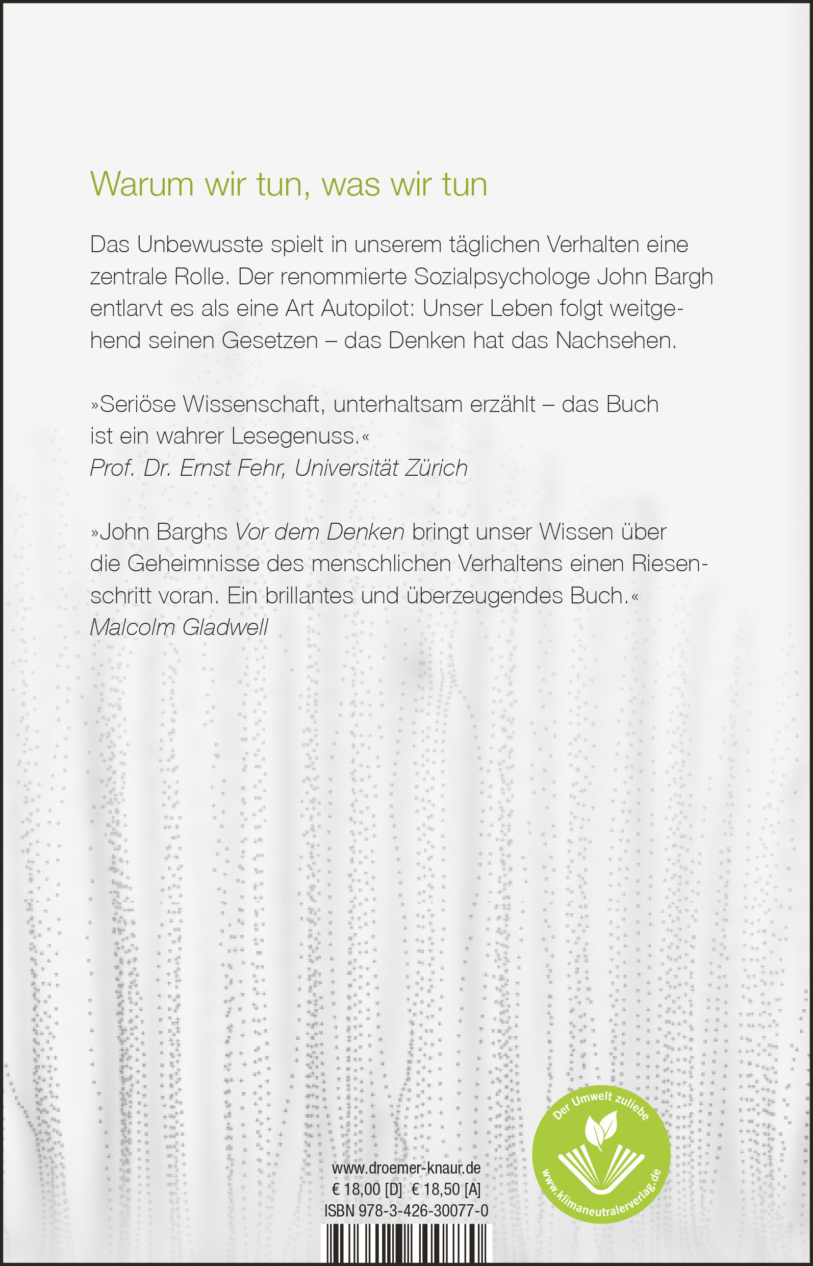 Rückseitencover Vor dem Denken