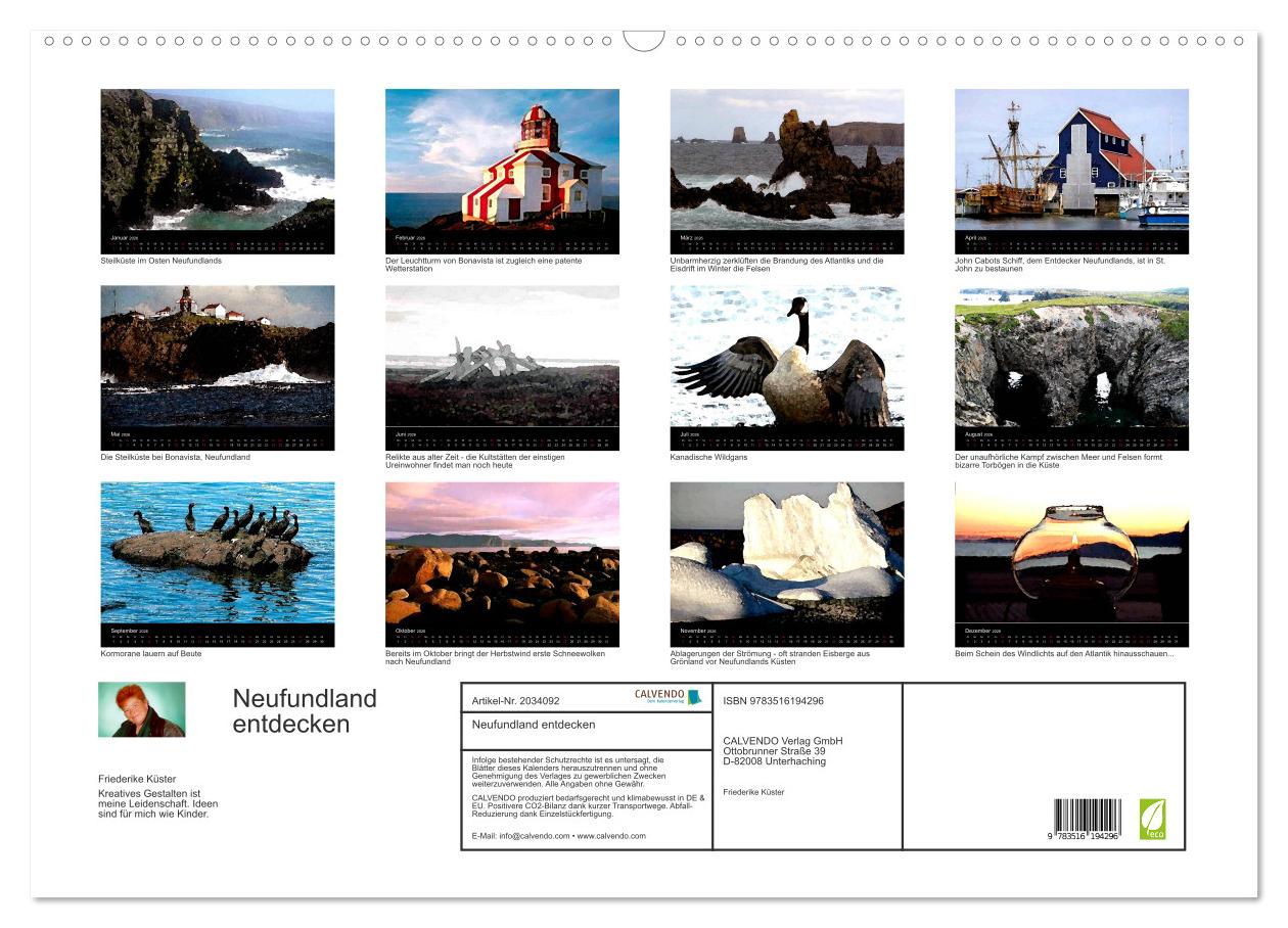 Beispielinhalt (Bild) Neufundland entdecken (Wandkalender 2026 DIN A2 quer), CALVENDO Monatskalender