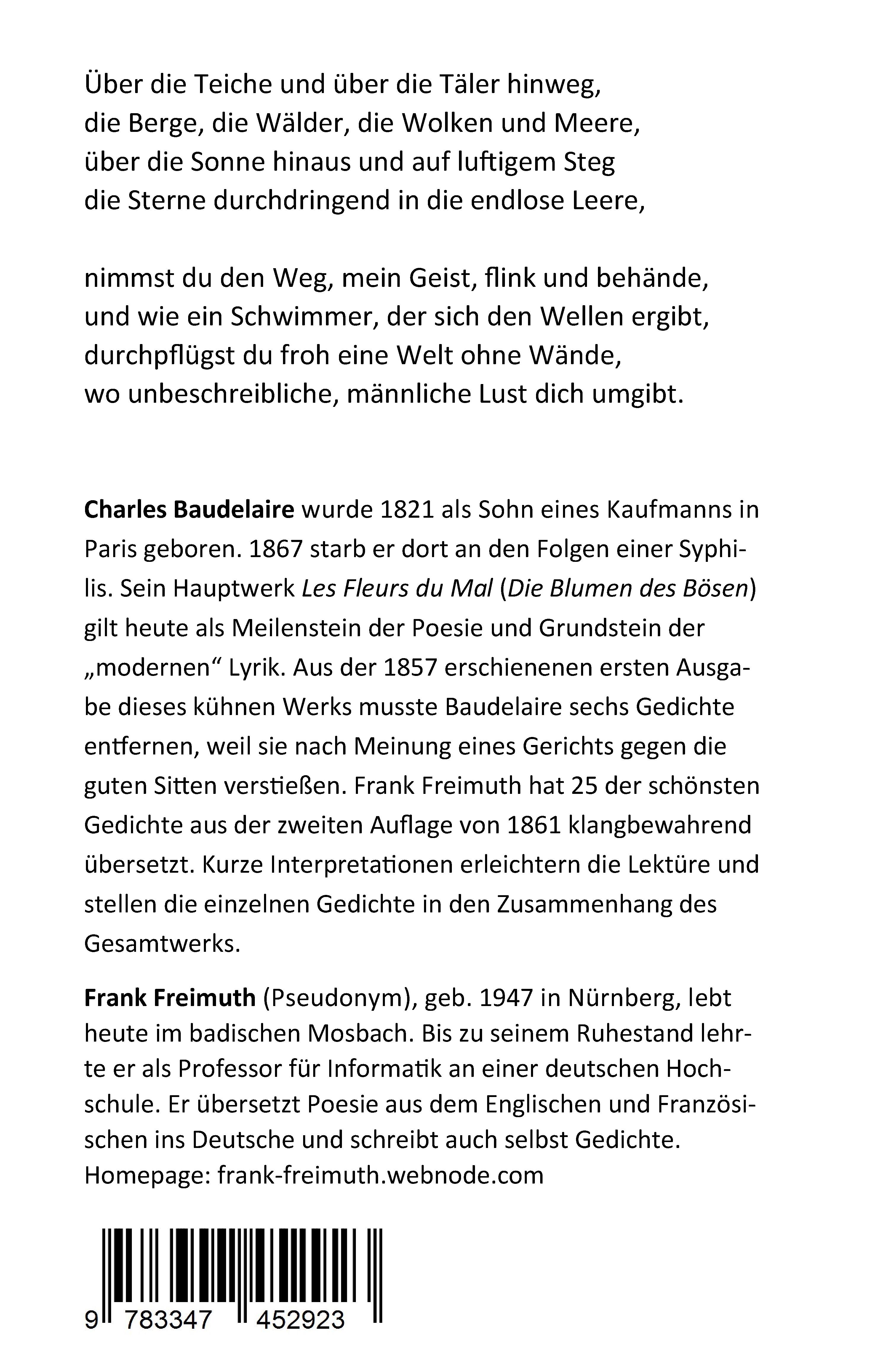 Rückseitencover Baudelaire fürs Handgepäck