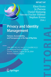 Vorderes Coverbild Privacy and Identity Management. Fairness, Accountability, and Transparency in the Age of Big Data