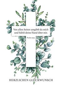 Vorderes Coverbild Doppelkarte "Von allen Seiten umgibst zu mich und hältst deine Hand über mir."