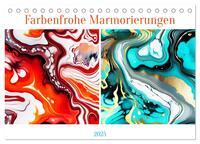 Vorderes Coverbild Farbenfrohe Marmorierungen (Tischkalender 2025 DIN A5 quer), CALVENDO Monatskalender