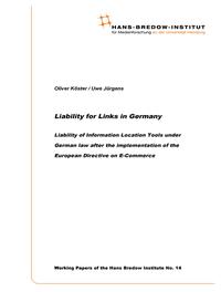 Vorderes Coverbild Liability for Links in Germany