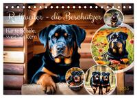 Vorderes Coverbild Rottweiler - die Beschützer (Tischkalender 2025 DIN A5 quer), CALVENDO Monatskalender