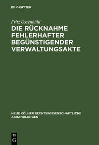 Vorderes Coverbild Die Rücknahme fehlerhafter begünstigender Verwaltungsakte