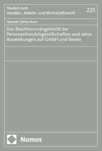 Vorderes Coverbild Das Beschlussmängelrecht der Personenhandelsgesellschaften und seine Auswirkungen auf GmbH und Verein