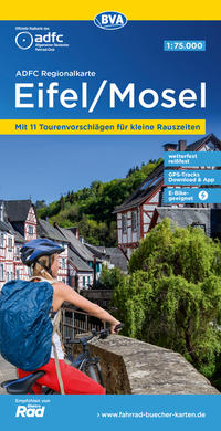 Vorderes Coverbild ADFC-Regionalkarte Eifel/ Mosel, 1:75.000, mit Tagestourenvorschlägen, reiß- und wetterfest, E-Bike-geeignet, GPS-Tracks-Download