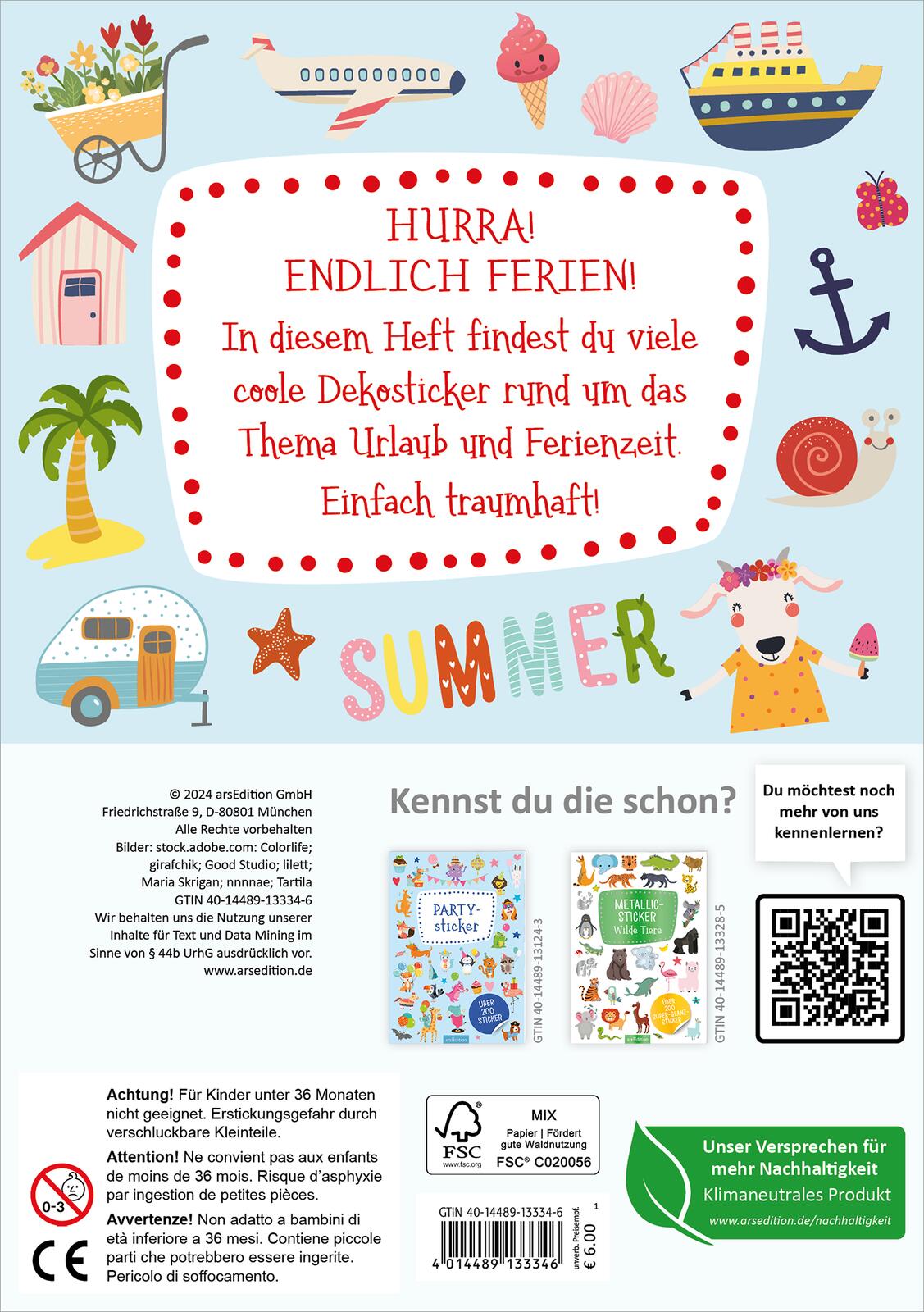 Rückseitencover Feriensticker