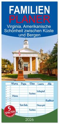 Vorderes Coverbild Familienplaner 2026 - Virginia. Amerikanische Schönheit zwischen Küste und Bergen mit 5 Spalten (Wandkalender, 21 x 45 cm) CALVENDO