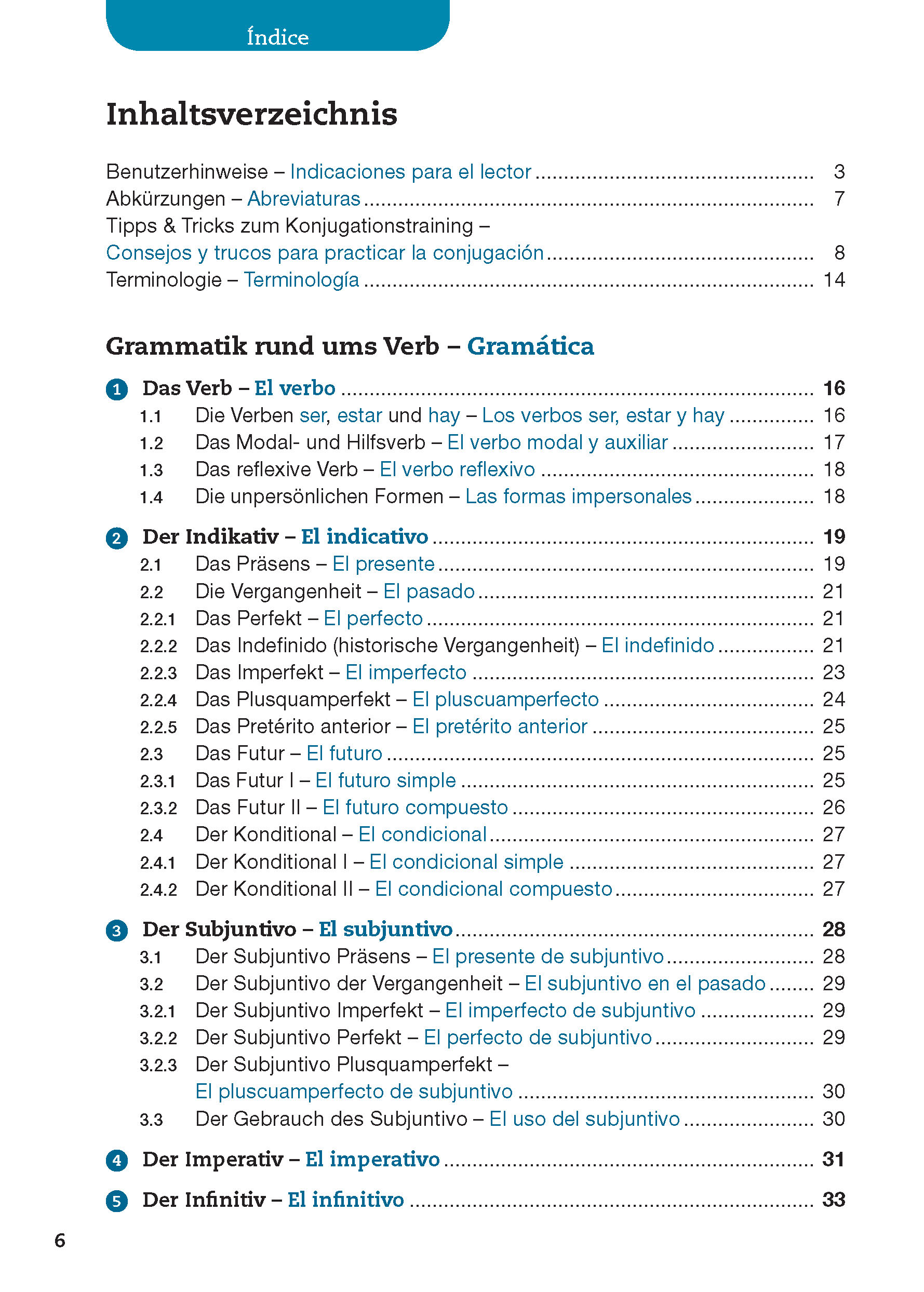 Beispielinhalt (Bild) Langenscheidt Verbtabellen Spanisch