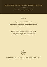 Vorderes Coverbild Vermögensbestand und Kapitalbedarf in einigen Zweigen der Textilindustrie