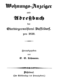 Vorderes Coverbild Wohnungs-Anzeiger und Adreßbuch der Oberbürgermeisterei Düsseldorf pro 1850
