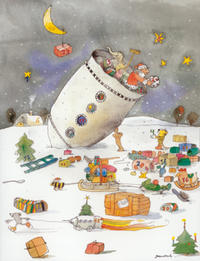 Vorderes Coverbild Janoschs Adventskalender "Weihnachtsrakete"