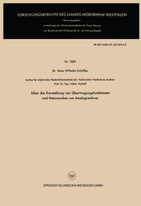 Vorderes Coverbild Über die Darstellung von Übertragungsfunktionen und Netzwerken am Analogrechner