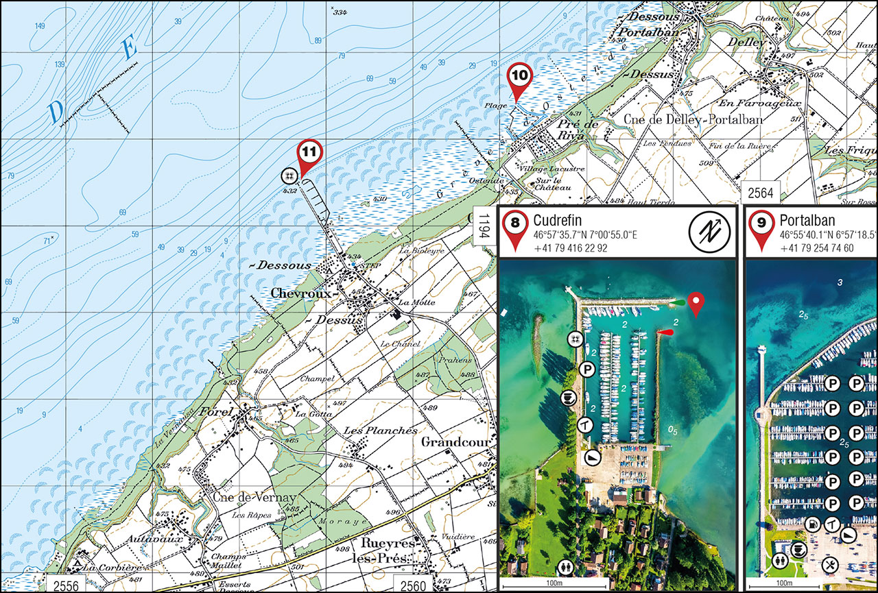 Beispielinhalt (Bild) BoatDriver-Map-1 - Bielersee, Neuenburgersee, Murtensee, Aare bis Solothurn