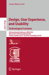 Vorderes Coverbild Design, User Experience, and Usability: Technological Contexts