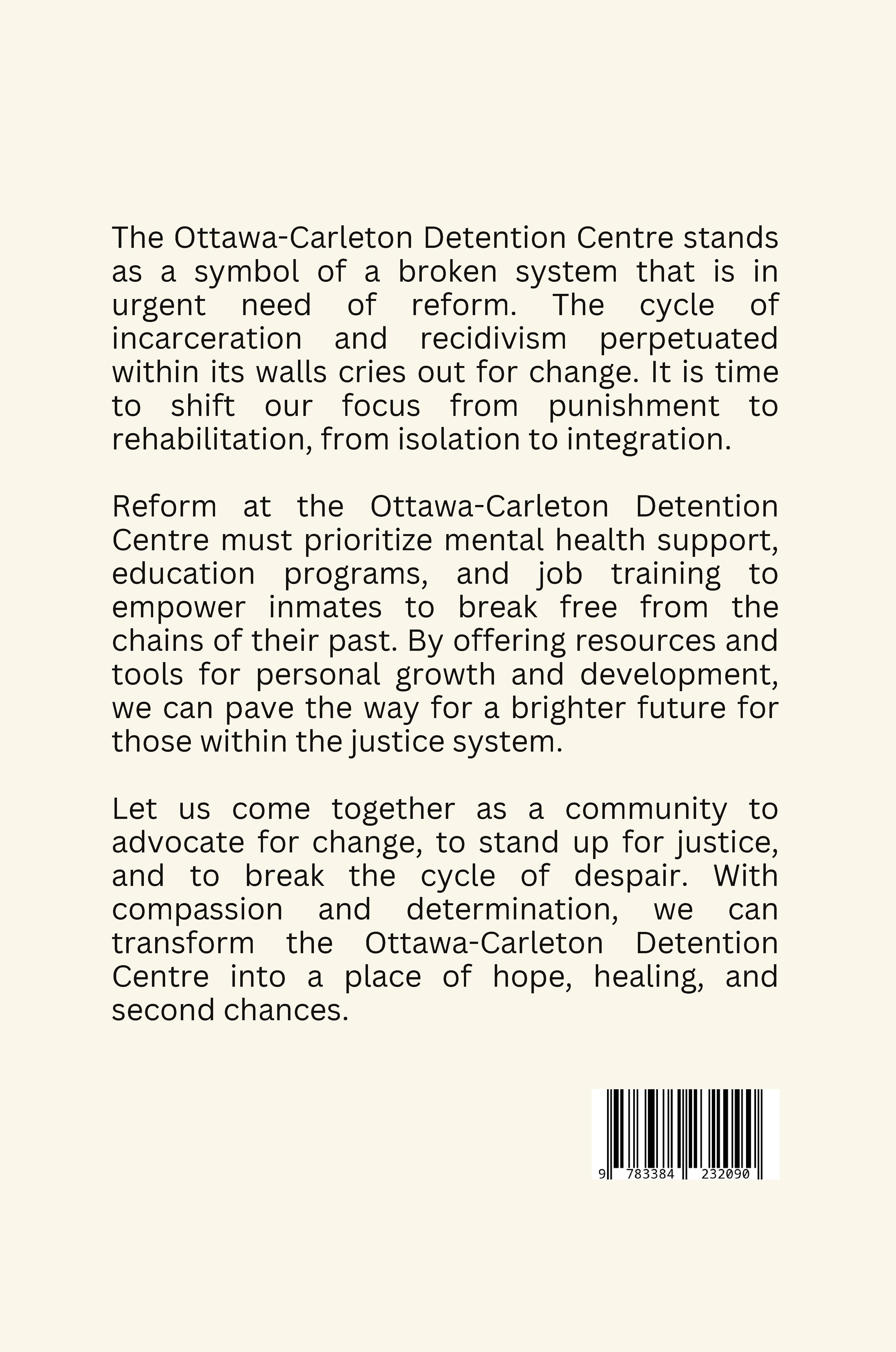 Rückseitencover Breaking the Cycle: A Call for Reform at the Ottawa-Carleton Detention Centre