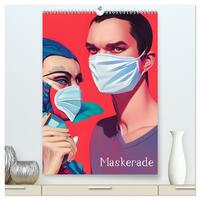 Vorderes Coverbild Maskerade - farbenfrohe Mund-Nase-Bedeckungen (hochwertiger Premium Wandkalender 2025 DIN A2 hoch), Kunstdruck in Hochglanz
