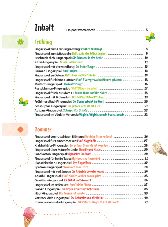 Beispielinhalt (Bild) Das Krippen-Jahreszeitenbuch: Fingerspiele