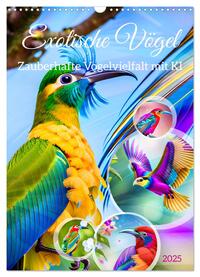 Vorderes Coverbild Exotische Vögel. Zauberhafte Vogelvielfalt mit KI (Wandkalender 2025 DIN A3 hoch), CALVENDO Monatskalender
