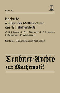 Vorderes Coverbild Nachrufe auf Berliner Mathematiker des 19. Jahrhunderts