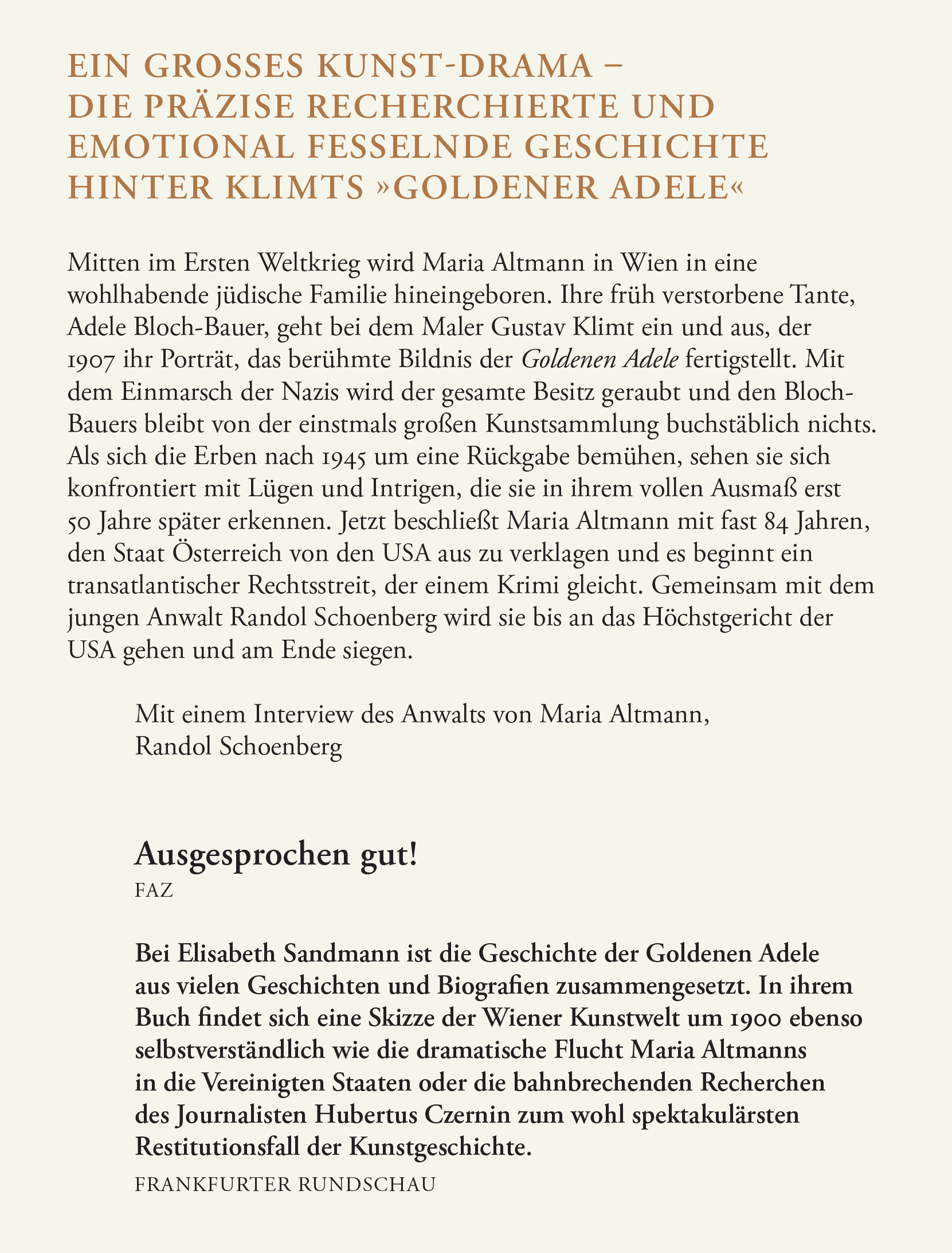 Rückseitencover Der gestohlene Klimt
