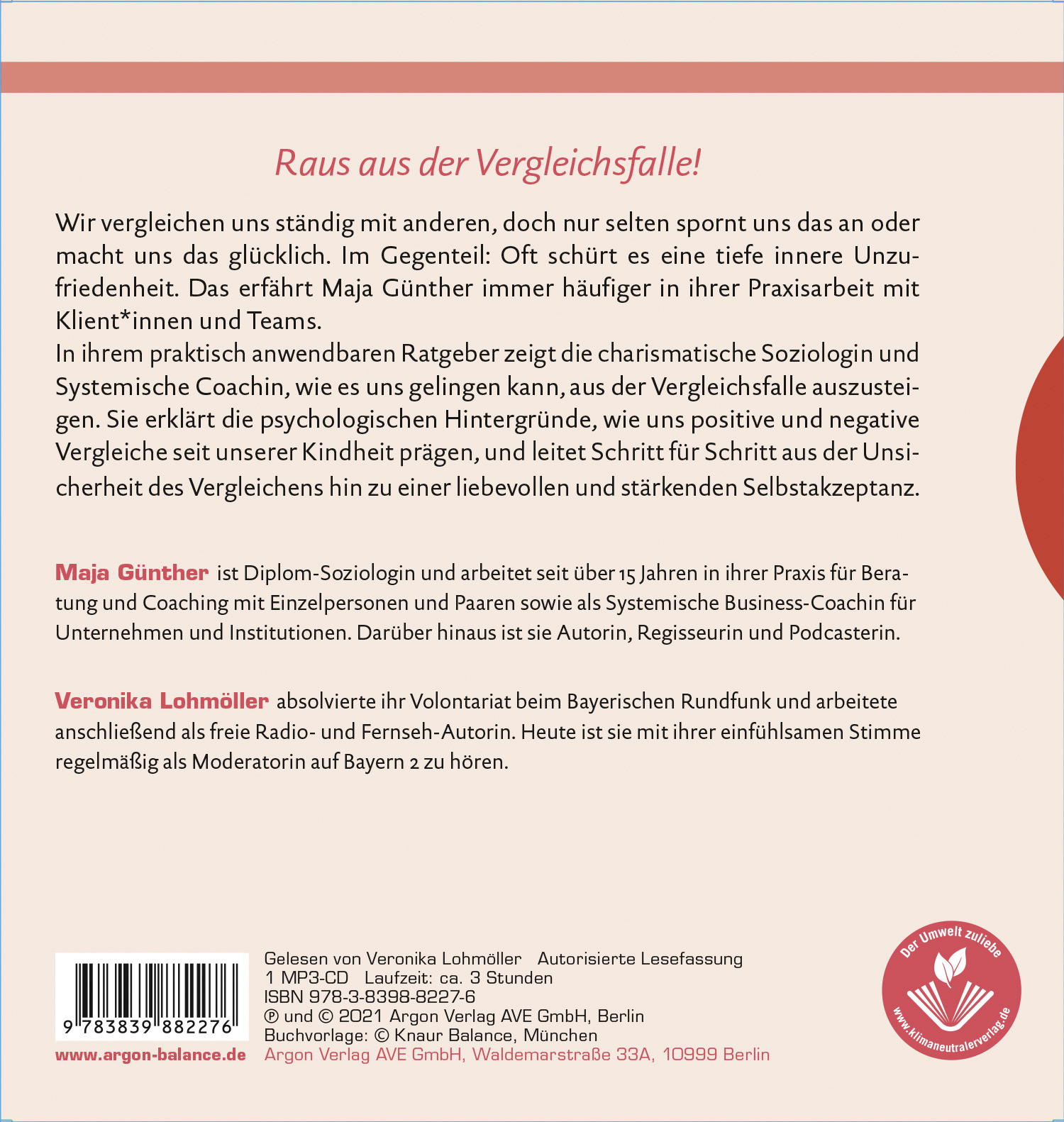 Rückseitencover Vergleiche dich nicht, sei du selbst