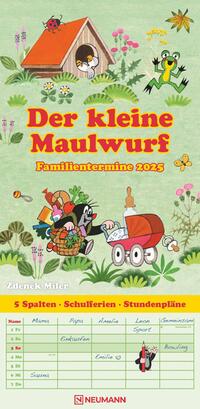 Vorderes Coverbild N NEUMANNVERLAGE - Der kleine Maulwurf 2025 Familienplaner, 22x45cm, Familienkalender mit 5 Spalten für Termine und Notizen, schöne Abbildungen, Stundenpläne, Schulferien und deutsches Kalendarium
