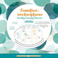 Vorderes Coverbild Alpha Edition - Familien Wochenkalender Dots 2025, 30,5x30,5cm, Wochenplaner mit 6 Spalten für Termine, Tasche für lose Notizen, Kalenderwochen, internationales Kalendarium