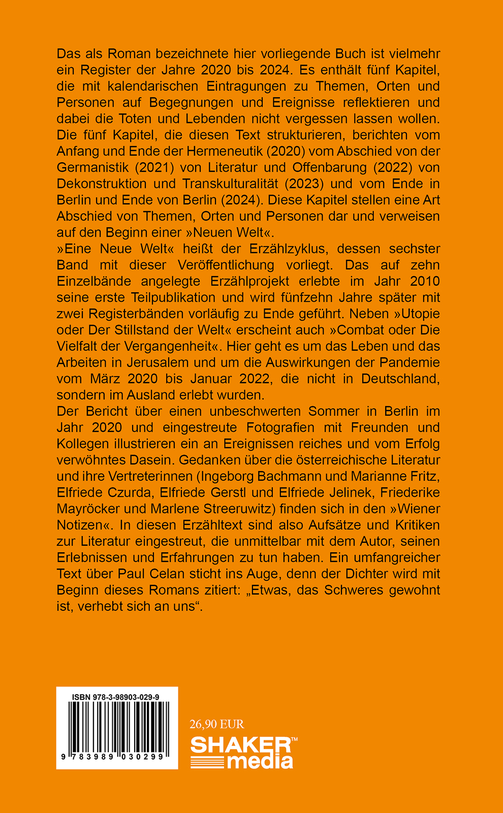 Rückseitencover UTOPIE oder Der Stillstand der Welt
