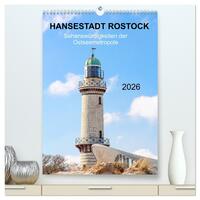 Vorderes Coverbild Hansestadt Rostock - Sehenswürdigkeiten der Ostseemetropole (hochwertiger Premium Wandkalender 2026 DIN A2 hoch), Kunstdruck in Hochglanz