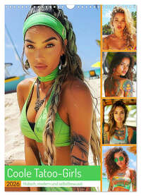 Vorderes Coverbild Coole Tatoo-Girls. Hübsch, modern und selbstbewusst (Wandkalender 2026 DIN A3 hoch), CALVENDO Monatskalender