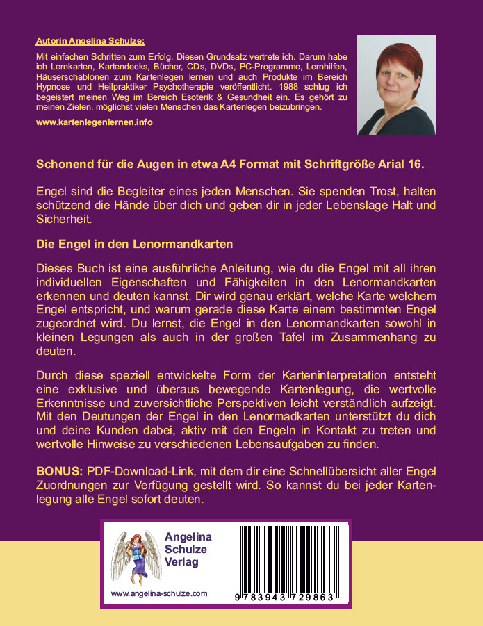Rückseitencover Kartenlegen lernen mit 40x LENORMAND POWER Engel