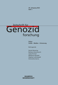 Vorderes Coverbild Zeitschrift für Genozidforschung. 20. Jg. 2022, Heft 1