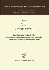 Vorderes Coverbild Darstellungssätze für beschränkte lineare Funktionale im Zusammenhang mit Hausdorff-, Stieltjes- und Hamburger-Momentenproblemen