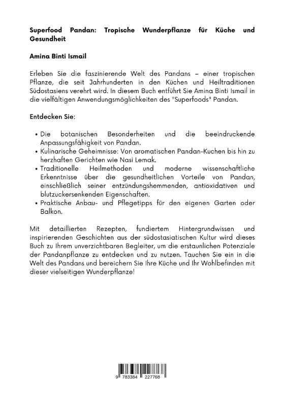 Rückseitencover Superfood Pandan