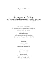 Vorderes Coverbild Privacy and Verifiability in Decentralized Electronic Voting Systems