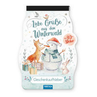 Vorderes Coverbild Trötsch Stickerblock Liebe Grüße aus dem Winterwald Geschenkaufkleber