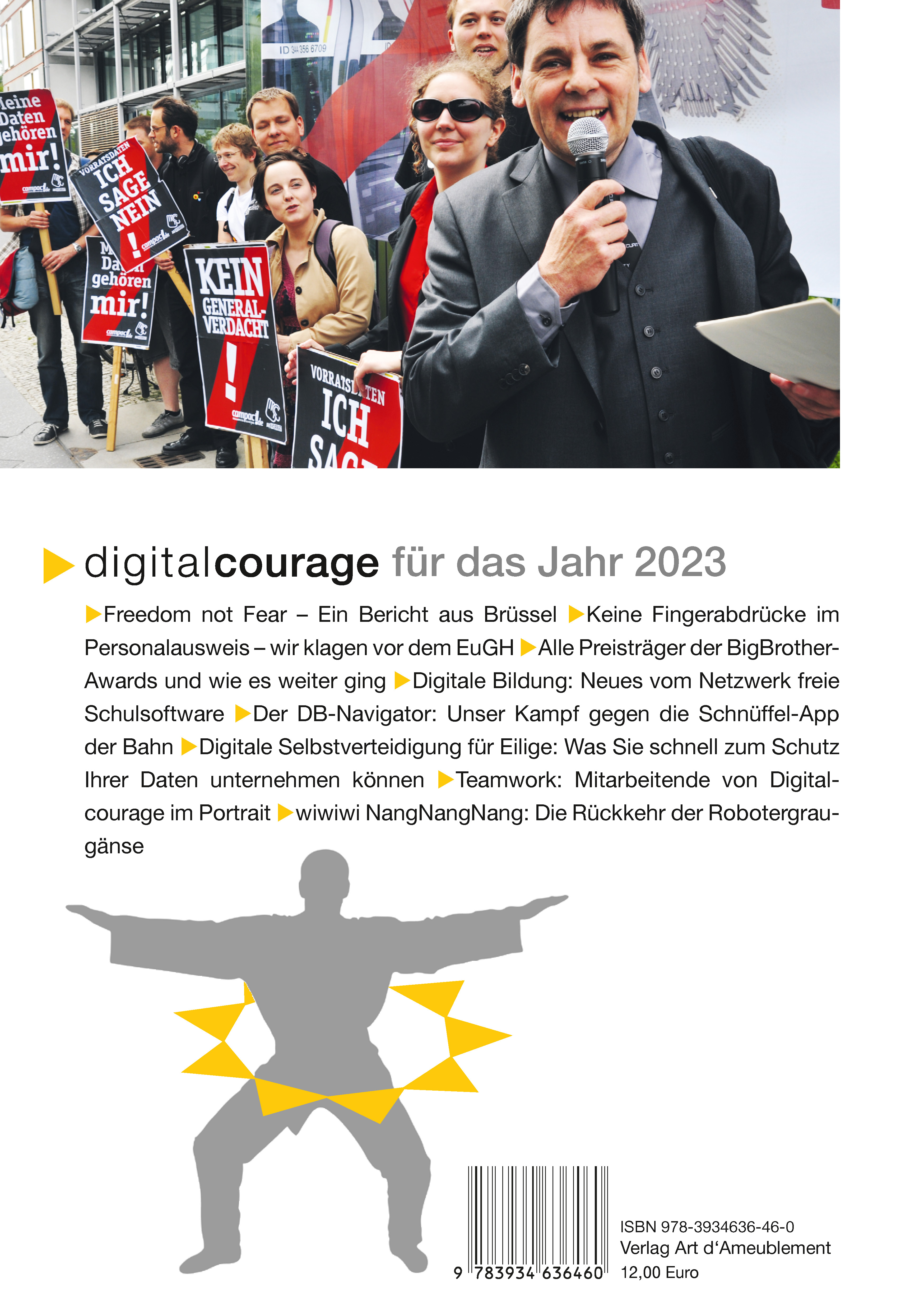 Rückseitencover Digitalcourage für das Jahr 2023