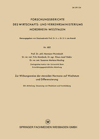 Vorderes Coverbild Zur Wirkungsweise der steroiden Hormone auf Wachstum und Differenzierung