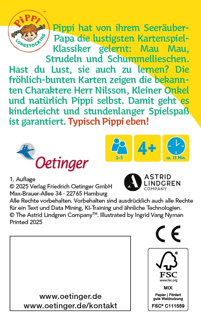 Rückseitencover Pippi Langstrumpf. Seeräuber-Spiele