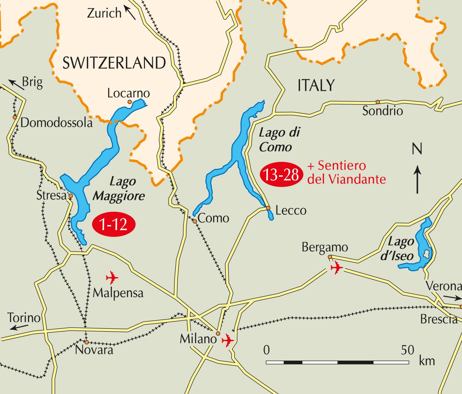 Beispielinhalt (Bild) Walking Lake Como and Maggiore