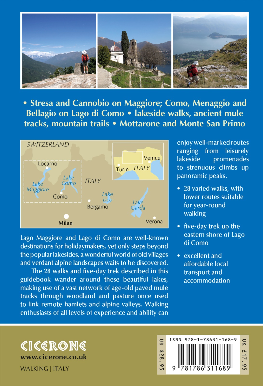 Rückseitencover Walking Lake Como and Maggiore
