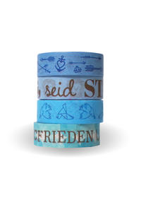 Vorderes Coverbild Washi Tapes Set Himmelblau: »Suche den Frieden und jage ihm nach!«