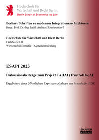 Vorderes Coverbild ESAPI 2023 – Diskussionsbeiträge zum Projekt TAHAI (TrustAdHocAI)