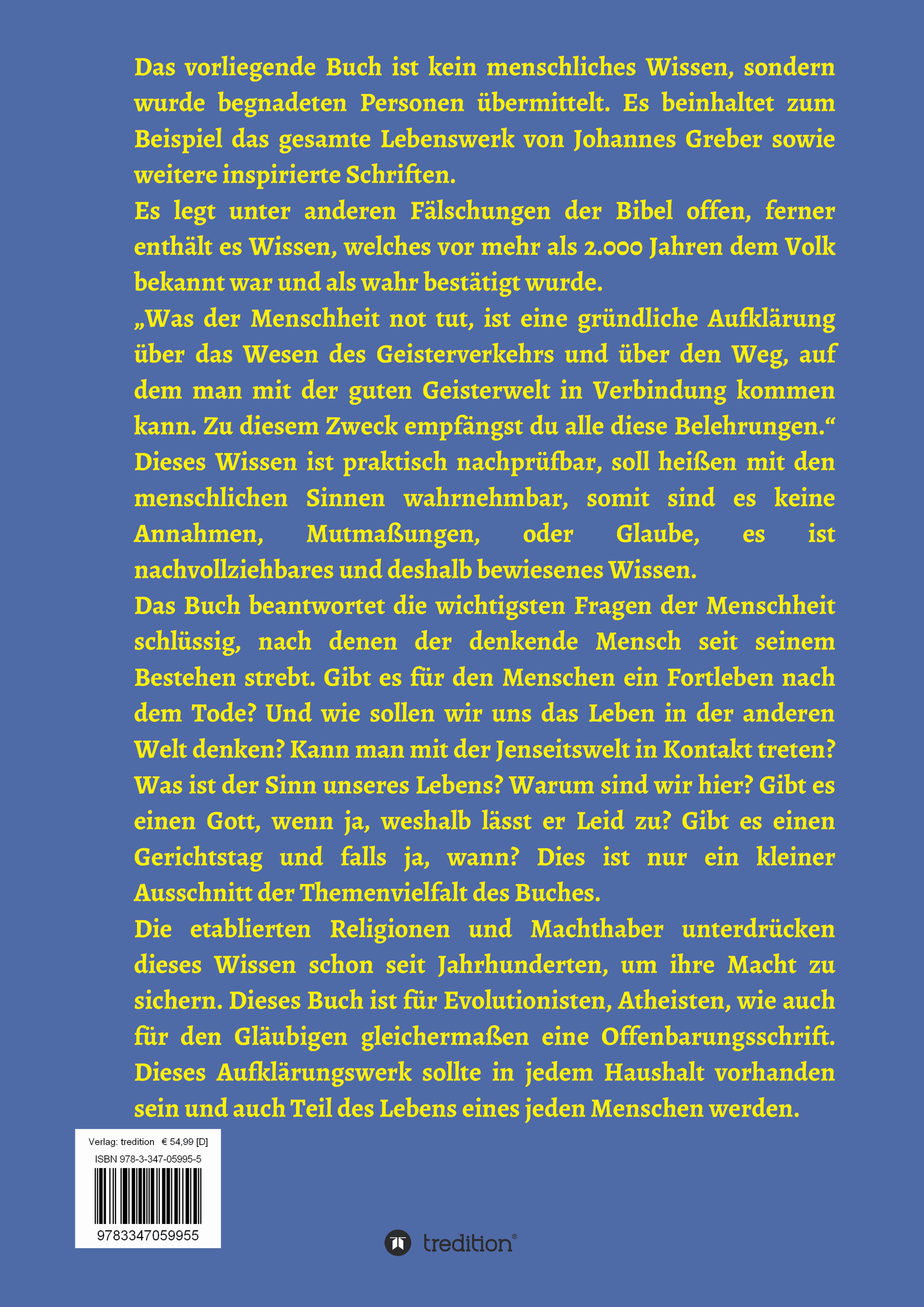 Rückseitencover Das geheime Wissen – Das wichtigste Buch für die Menschheit!