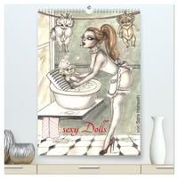 Vorderes Coverbild SEXY DOLLS - süße Pin-up Illustrationen, Zeichnungen, Grafiken und Malerei der Marke "Burlesque up your wall" von Sara Horwath (hochwertiger Premium Wandkalender 2025 DIN A2 hoch), Kunstdruck in Hochglanz