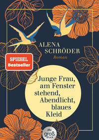 Vorderes Coverbild Junge Frau, am Fenster stehend, Abendlicht, blaues Kleid