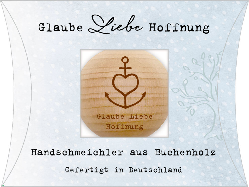 Beispielinhalt (Bild) Holz-Handschmeichler - Glaube, Liebe, Hoffnung