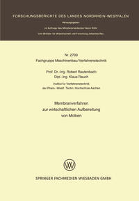 Vorderes Coverbild Membranverfahren zur wirtschaftlichen Aufbereitung von Molken